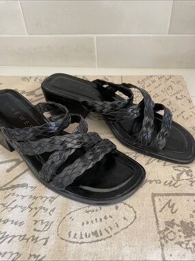 Black Braided Leather Sandals